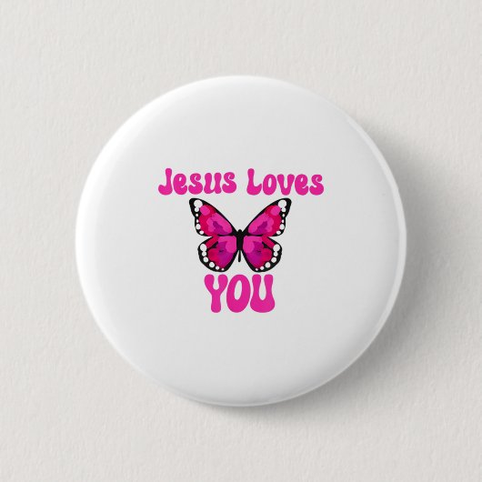 Funny Jesus Liebe Sie Christlich Schmetterling Men Button (Vorderseite)