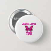 Funny Jesus Liebe Sie Christlich Schmetterling Men Button (Vorne & Hinten)