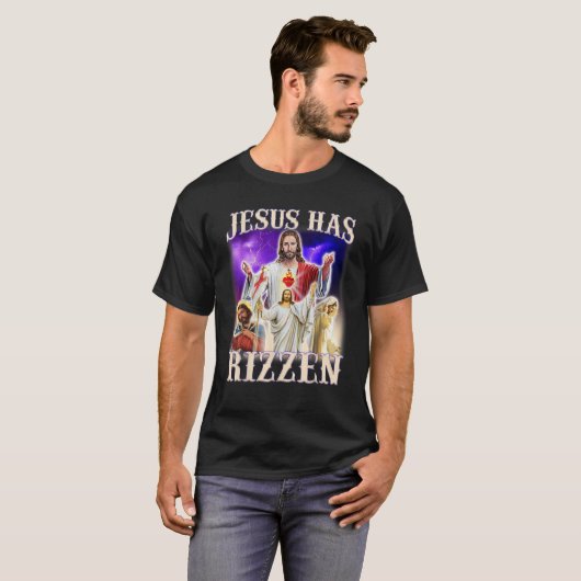 Funny Jesus Meme Jesus hat Rizzen W Rizz Spaß Gag T-Shirt (Vorne ganz)