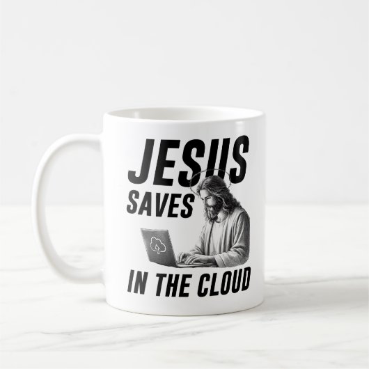 Funny Jesus Meme Jesus Rette in der Wolke Kaffeetasse (Links)