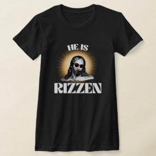 Funny Jesus Meme Zitat Er ist Rizzen T-Shirt