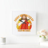Funny Jesus Quadratische Wanduhr (Zuhause)