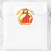 Funny Jesus Quadratischer Aufkleber (Tasche)