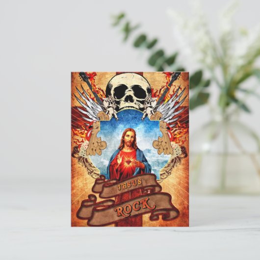 Funny Jesus Rock Postkarte (Stehend Vorderseite)
