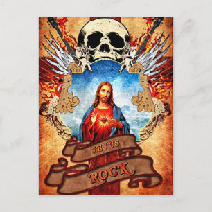 Funny Jesus Rock Postkarte