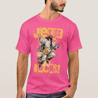 Funny Jesus Rocks Rocking Gitarre spielen Jesus Ch T-Shirt