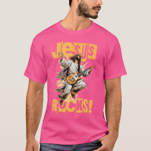 Funny Jesus Rocks Rocking Gitarre spielen Jesus Ch T-Shirt