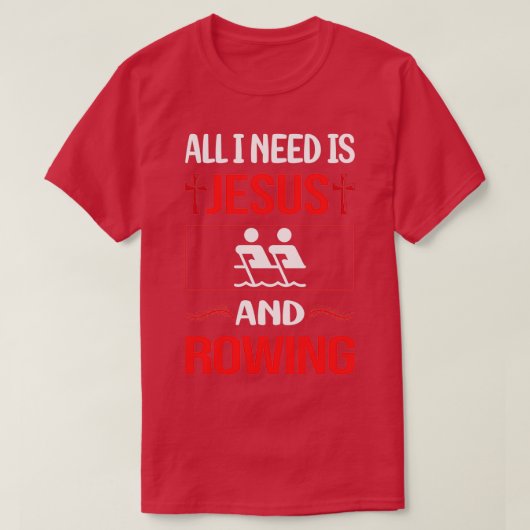 Funny Jesus Rowing Row Rower T-Shirt (Design vorne)