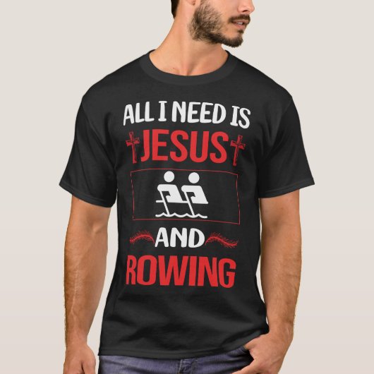 Funny Jesus Rowing Rower T-Shirt (Vorderseite)