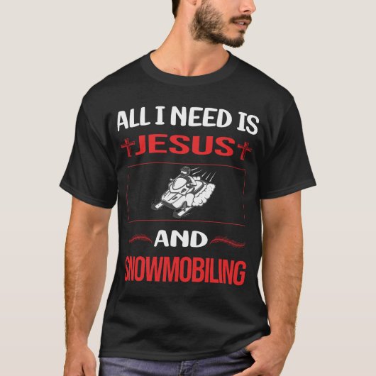 Funny Jesus Snowmobiling Snowmobil T-Shirt (Vorderseite)