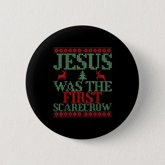 Funny Jesus Was The First Ecrow Ugly Sweater Style Button (Vorderseite)