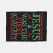 Funny Jesus Was The First Ecrow Ugly Sweater Style Fleecedecke (Vorderseite (Horizontal))