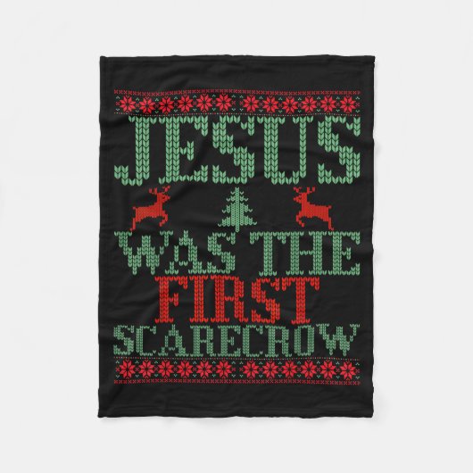 Funny Jesus Was The First Ecrow Ugly Sweater Style Fleecedecke (Vorderseite)