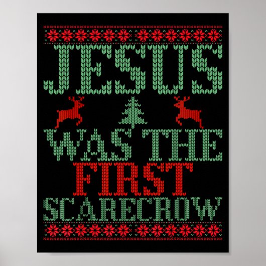 Funny Jesus Was The First Ecrow Ugly Sweater Style Poster (Vorne)