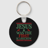 Funny Jesus Was The First Ecrow Ugly Sweater Style Schlüsselanhänger (Vorderseite)