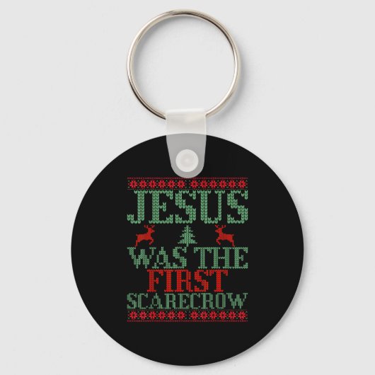 Funny Jesus Was The First Ecrow Ugly Sweater Style Schlüsselanhänger (Vorderseite)