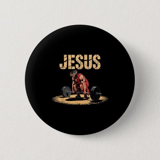 Funny Jesus Weightlifting Christian Gym Humor Button (Vorderseite)