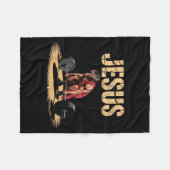 Funny Jesus Weightlifting Christian Gym Humor Fleecedecke (Vorderseite (Horizontal))