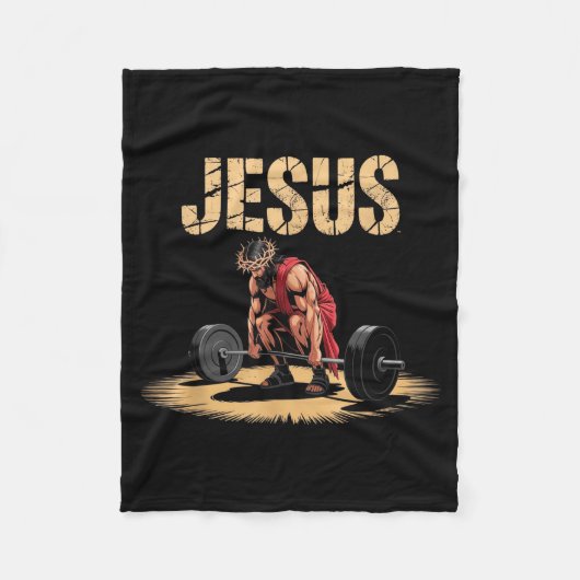 Funny Jesus Weightlifting Christian Gym Humor Fleecedecke (Vorderseite)