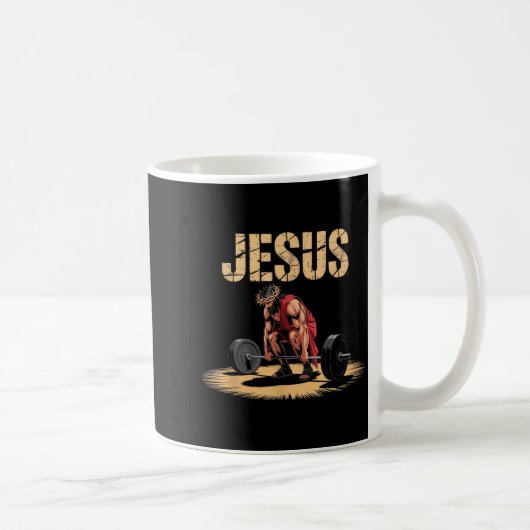 Funny Jesus Weightlifting Christian Gym Humor Kaffeetasse (Rechts)