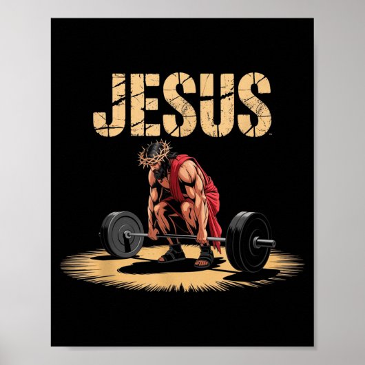Funny Jesus Weightlifting Christian Gym Humor Poster (Vorne)