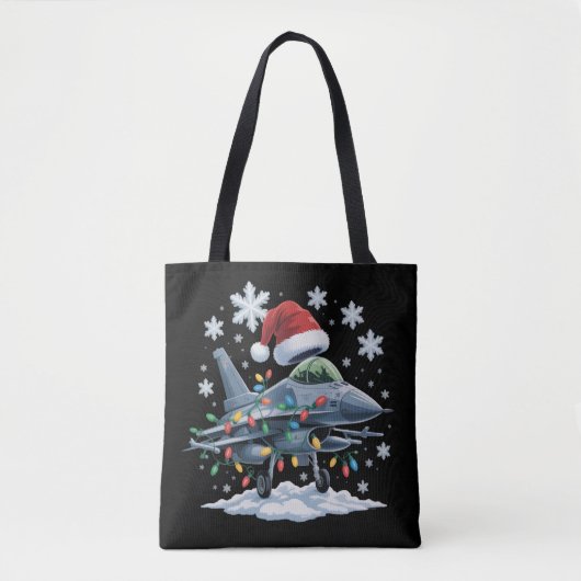 Funny Jet Fighter Military Christmas Holiday Xmas Tasche (Vorderseite)
