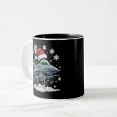 Funny Jet Fighter Military Christmas Holiday Xmas Zweifarbige Tasse (Vorderseite Links)