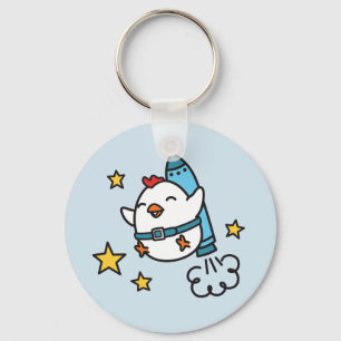 Funny Jetpack Chicken Design Schlüsselanhänger