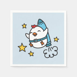 Funny Jetpack Chicken Design Serviette