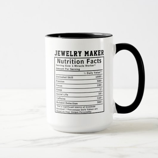 Funny Jewelry Maker Nutrition Facts Silversmith  Tasse (Rechts)