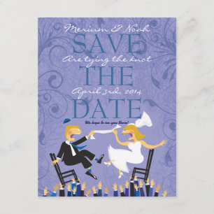 Funny Jewish Hora Chair Dance Save the Date Karte