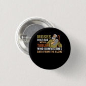 Funny Jewish Pessach Moses Tablet Data Cloud Comp Button (Vorne & Hinten)
