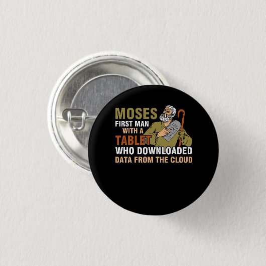 Funny Jewish Pessach Moses Tablet Data Cloud Comp Button (Vorne & Hinten)