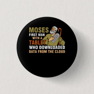 Funny Jewish Pessach Moses Tablet Data Cloud Comp Button