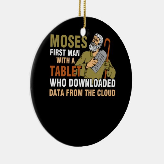Funny Jewish Pessach Moses Tablet Data Cloud Comp Keramik Ornament (Rechts)