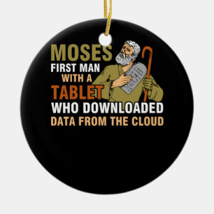 Funny Jewish Pessach Moses Tablet Data Cloud Comp Keramik Ornament