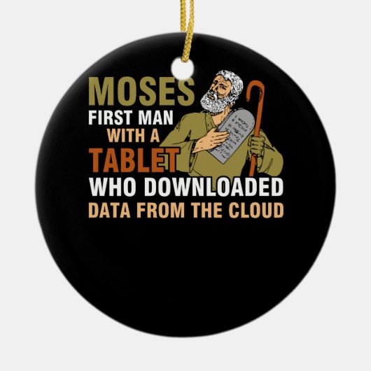 Funny Jewish Pessach Moses Tablet Data Cloud Comp Keramik Ornament (Vorne)