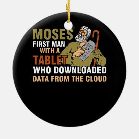 Funny Jewish Pessach Moses Tablet Data Cloud Comp Keramik Ornament (Hinten)