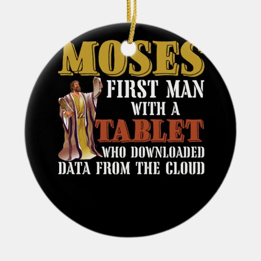 Funny Jewish Pessach Moses Tablet Data Cloud Comp Keramik Ornament (Vorne)