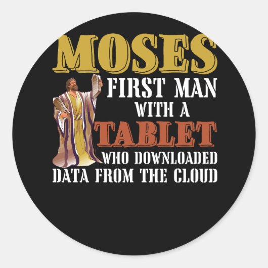 Funny Jewish Pessach Moses Tablet Data Cloud Comp Runder Aufkleber (Vorderseite)