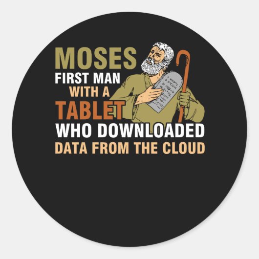 Funny Jewish Pessach Moses Tablet Data Cloud Comp Runder Aufkleber (Vorderseite)