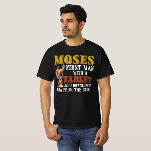 Funny Jewish Pessach Moses Tablet Data Cloud Comp T-Shirt (Vorne ganz)