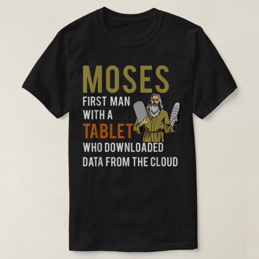Funny Jewish Pessach Moses Tablet Data Cloud Comp T-Shirt (Design vorne)