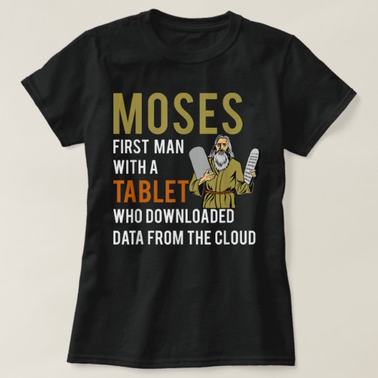 Funny Jewish Pessach Moses Tablet Data Cloud Comp T-Shirt (Design vorne)
