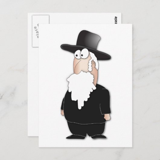 Funny Jewish rabbi - cooler Cartoon Postkarte (Vorne/Hinten)