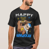 Funny Jewish Sloth  Menorah Happy Hanukkah Merry C T-Shirt (Vorderseite)