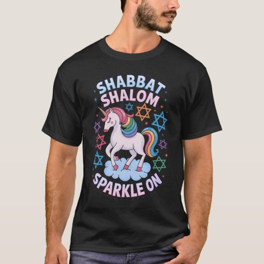 Funny Jewish Unicorn Hanukkah Shabbat Shalom Spark T-Shirt (Vorderseite)