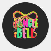 Funny Jingle Bells Coquette Bow Merry Christmas Gi Runder Aufkleber (Vorderseite)