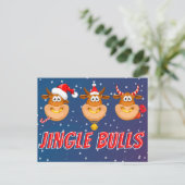 Funny Jingle Bulls Christmas Postcard Postkarte (Stehend Vorderseite)