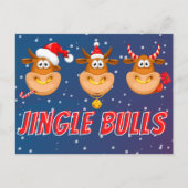Funny Jingle Bulls Christmas Postcard Postkarte (Vorderseite)